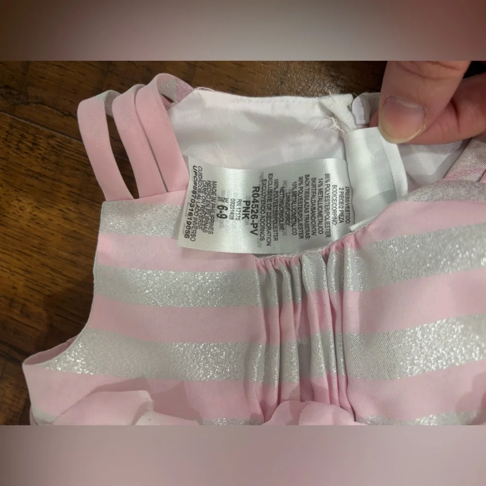 NWT Bonnie Baby Tafetta Empire Metallic Pink Plaid Dress & Bloomers, 6-9 Months